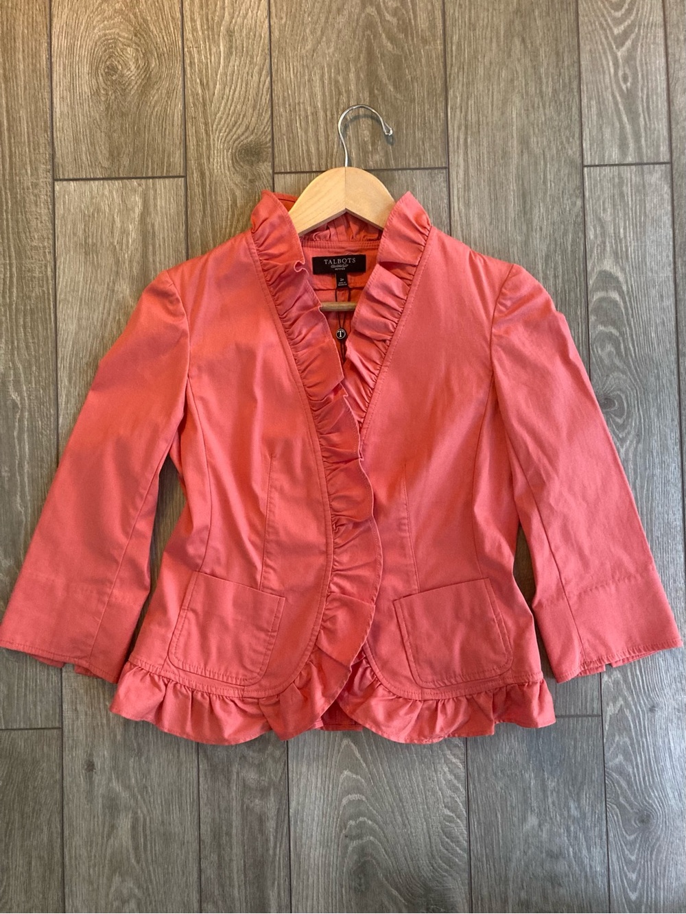 Talbots Coral Ruffle-Trim Jacket NWT